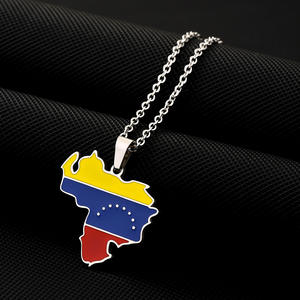 BINSHUO vente en gros bijoux en acier inoxydable personnalisés goutte d'huile le <span class=keywords><strong>Venezuela</strong></span> carte drapeau hommes pendentif collier à breloques pour les femmes - Product Image 3