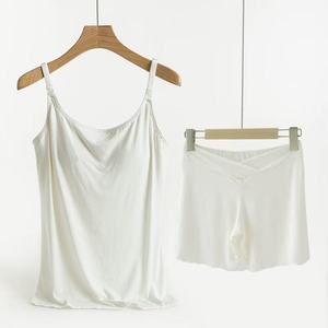 Soutien-gorge fixe ouvert sur le devant, ensemble de deux pièces pour femmes enceintes, <span class=keywords><strong>d</strong></span>ébardeur et short <span class=keywords><strong>d</strong></span>'<span class=keywords><strong>allaitement</strong></span> - Product Image 4