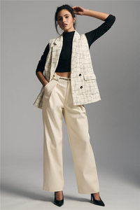 Personnalisé Fabricant Premium Col Cranté <span class=keywords><strong>Sans</strong></span> Manches Double Boutonnage Tweed Gilet Texture Dames Blazer <span class=keywords><strong>Veste</strong></span> Femmes Costumes - Product Image 5