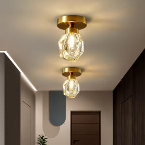 Lámpara de Techo LED de Cristal y Cobre, Estilo Nórdico Moderno Minimalista, para Balcón, Entrada, Pasillo - Product Image 2