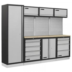 FERVI - A007D Modular <b>workshop</b> furniture with wooden worktops 2640x498x2000mm - EAN 8012667301316 <b>WORKSHOP</b> <b>STORAGE</b> - Product Image 1