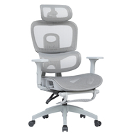 Chaise de bureau ergonomique pivotante avec dossier double en maille, repose-pieds rétractable, accoudoirs réglables, inclinaison multi-verrouillable et hauteur réglable