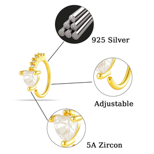 Gioielli Personalizzati all'Ingrosso Hengsen in <span class=keywords><strong>Argento</strong></span> Sterling 925 Placcato Oro, Piercing da <span class=keywords><strong>Naso</strong></span> Sexy Stile Americano per Donna - Product Image 2