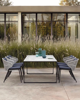 Ensemble de salle à manger de jardin en aluminium rectangulaire de haute qualité, style moderne et luxueux pour villas, hôtels et patios