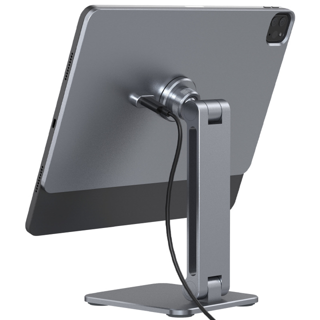iPad Pin Point Charging Stand Holder 360 Degree Adjustable Wireless Charging Aluminum Alloy Magnetic Desktop Tablet Stand