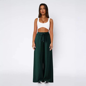 <span class=keywords><strong>Pantaloni</strong></span> snellenti estivi da donna <span class=keywords><strong>pantaloni</strong></span> Casual a gamba dritta <span class=keywords><strong>con</strong></span> <span class=keywords><strong>elastico</strong></span> di fascia alta e Design piatto a gamba larga anteriore - Product Image 2