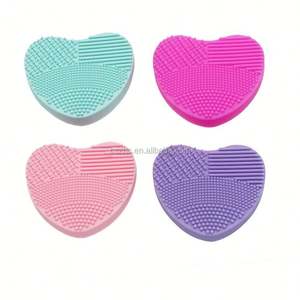Herramientas de maquillaje en forma de corazón, almohadilla cosmética de belleza, depurador de lavado, estera limpiadora de brochas de maquillaje de silicona - Product Image 4