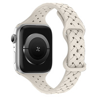 Bracelet de montre en silicone tressé en bambou fin avec texture corne de chèvre Tschick, compatible avec Apple Watch Ultra Series 9 8 7 SE 40 41 45 49 mm, léger