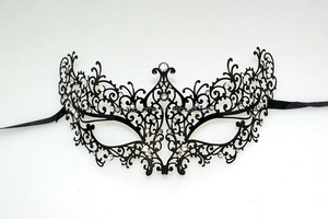 Masque facial ajouré élégant avec <span class=keywords><strong>strass</strong></span> en cristal pour bal masqué, mariage, cosplay-bandeau gothique scintillant - Product Image 3