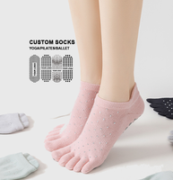 Chaussettes de yoga 2026 à cinq doigts, motif diamant, antidérapantes, pour Pilates et sports