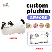 Fabricant de coussins en peluche personnalisés OEM, coussin en peluche chat gris et blanc long, rembourré de coton PP doux, coussins animaux en peluche à vendre