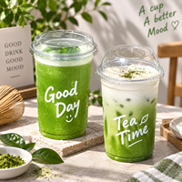 Cangkir PET 22oz 600ml Cetak Sesuai Pesanan, Cangkir Minuman Plastik Transparan Sekali Pakai untuk Bubble Tea, Jus, Kopi, Minuman Dingin, Toko Minuman