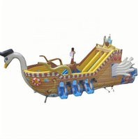 Château gonflable en PVC en forme d'oie, personnalisé par l'usine QY, avec toboggan et parcours d'obstacles, modèle sur le thème de Bluey, 12x6M