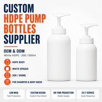 Fournisseur de bouteilles à pompe en HDPE personnalisées 300ml 500ml, distributeur de shampoing et de gel douche en plastique opaque blanc, OEM ODM, vente en gros, approvisionnement en vrac