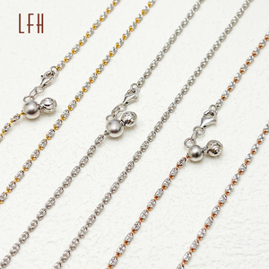 Cadena de eslabones de oro puro de 18k con bolas de micro Diamante, joyería ostentosa, cadena de eslabones de oro sólido de 18k, venta al por mayor - Product Image 2