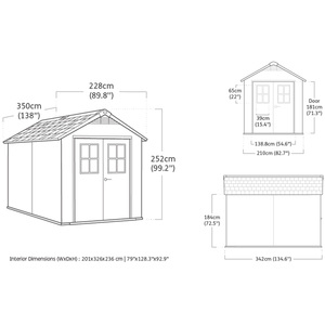 Casetta da Giardino Keter Newton 228x350x252H Cm Effetto Legno Naturale Evotech Colore Marrone - Product Image 2