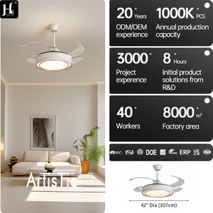 Ventilateur de plafond LED moderne de 42 pouces, rétractable, en métal, 4 pales, télécommande pour salon, chambre à coucher, mini espace tropical pour enfants - Product Image 5