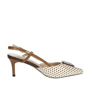 Décolleté Slingback da donna 8 d5201fp bianco/nero tacco basso (5cm) tacco sottile con chiusura Slip-On a punta eleganti sandali con tacco - Product Image 4