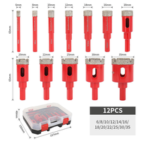 Foret à carrelage brasé sous vide VBC, ouvre-trou brasé rouge, outil de découpe de précision, ensemble d'outils de perçage durables en boîte pour carrelage, marbre, verre