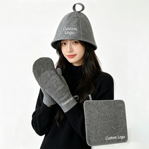 Juego de Accesorios para Sauna al por Mayor - Gorro de Fieltro, Guantes y Cojín para Asiento con Logotipo Personalizado para Spa y Sauna en Casa - Product Image 6