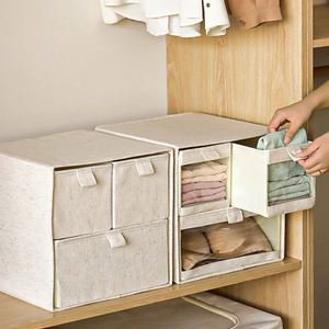 Custom Label and Logo Two Layer <b>Drawer</b> Organizer <b>Box</b> Closet <b>Storage</b> Organizer <b>Box</b> Fabric <b>Storage</b> Containers - Product Image 3