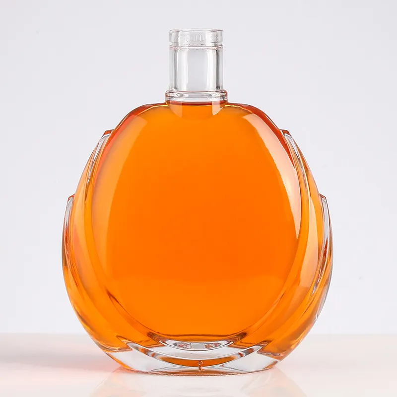 Garrafa de vidro personalizada redonda, garrafa de vidro 500ml 700ml 750ml