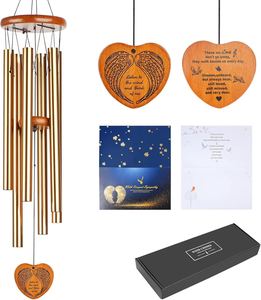 Carillon éolien en tube d'aluminium avec étiquettes suspendues en bois, design durable de style jardin, cadeau idéal pour les anniversaires des neveux/neviennes et la fête des Mères - Product Image 6