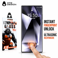 Protection d'écran en verre trempé HD ultra-fin 0,18 mm pour Samsung Galaxy S26 S25 S24 Ultra avec déverrouillage par empreinte digitale - Vente en gros usine