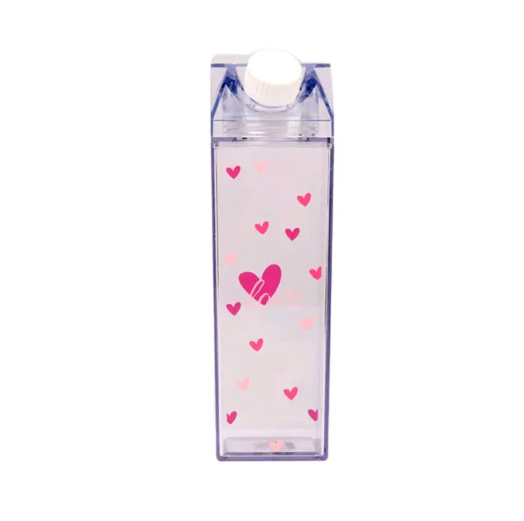 Bpa Free Milk Carton Shaped 500ml Square Plastic Bottles Eco Acrylic Milk Carton Water Bottle 1000ml For Outside Sports Drinking