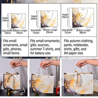 Sac fourre-tout en papier d'art à motif marbre de luxe avec poignées en ruban, personnalisable pour les supermarchés et les expositions
