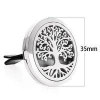Diffuseur de voiture 35 mm en acier inoxydable 316L, motif libellule, avec clip de ventilation pour parfum de voiture et 10 tampons offerts