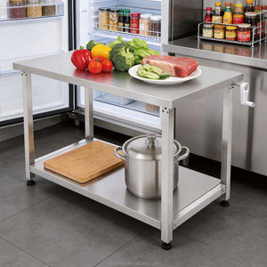 Commercial Ergonomics Adjustable Height <b>Kitchen</b> Stainless Steel Work <b>Table</b> Bench - Product Image 1