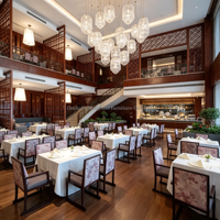 Chaises de style vintage avec motifs floraux et d'oiseaux, dotées d'un cadre en bois massif, tables et chaises pour restaurants japonais
