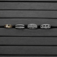 Livraison rapide bijoux de luxe S925 argent Moissanite diamant bague noire 2*2mm US9 # carré coupe éternité bague pour hommes
