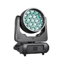 Projecteur de scène à tête mobile 19x15W RGBW LED Zoom Beam Wash avec zoom, focalisation, rotation de motifs, DMX512 et bande LED à pixels pour DJ et discothèque