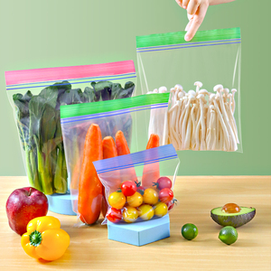 Emballages en plastique recyclables personnalisés, étanches à l'humidité, à fermeture autocollante, transparents, à double fermeture éclair, sacs alimentaires refermables en PE pour supermarchés - Product Image 1