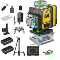 Niveau laser vert 4D de qualité industrielle, 16 points, nivellement automatique, ligne croisée 360° avec trépied, pour projets de rénovation et de construction DIY