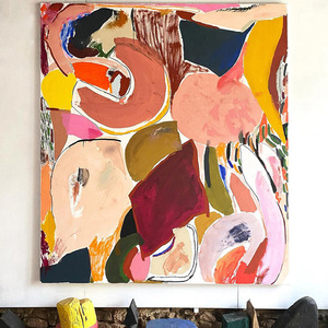 Peinture à l'huile abstraite moderne, expressionnisme, formes organiques vibrantes, art mural sur toile, grande peinture murale colorée <span class=keywords><strong>pour</strong></span> la <span class=keywords><strong>d</strong></span>écoration du salon - Product Image 1