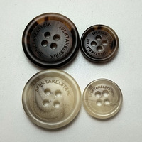 Boutons en résine pour vêtements, en plastique marron mat noir, imitation corne, avec logo gravé sur mesure, fabriqués par un fabricant.