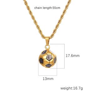 CAIOOCHE Collier en acier inoxydable plaqué or football Collier <span class=keywords><strong>anti</strong></span>-ternissement pour la <span class=keywords><strong>coupe</strong></span> <span class=keywords><strong>du</strong></span> <span class=keywords><strong>monde</strong></span> - Product Image 2