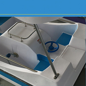 Bote de pedales de fibra de vidrio para 4 personas, embarcación recreativa rígida con toldo para uso en lagos y parques. - Product Image 4
