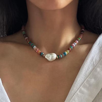 Collier en pierres naturelles colorées, perles baroques irrégulières, style bohème chic, bijoux de plage d'été, collier en pierres précieuses pour femmes