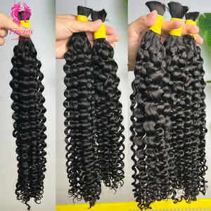 100% capelli umani alla rinfusa per trecciare No Weft Bundle Burmese ricci naturali indiani Remy umani Boho treccia di capelli alla rinfusa extension - Product Image 3