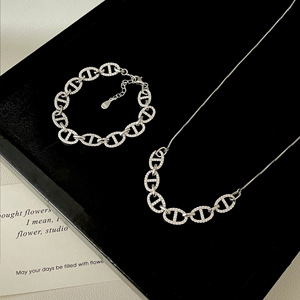 S925 Sterling Silver Diamond Pig Nose <b>Bracelet</b> For Women <b>Adjustable</b> Chain Link Jewelry Everyday Wear - Product Image 4