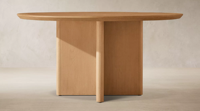 Table à manger ronde en bois massif avec base en dalle croisée pour salle à manger moderne