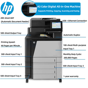Stampante Multifunzione HP Color <span class=keywords><strong>LaserJet</strong></span> Enterprise Flow <span class=keywords><strong>MFP</strong></span> M880 880 Copiatrice M880z - Product Image 3