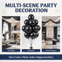 Ballons en latex noir métallisé 100 pièces 18 pouces remplis d'hélium pour la Saint-Valentin et les fournitures de fête d'anniversaire