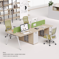 Ensemble de bureaux modernes pour 4 personnes, style cubicle, pour espace de travail ouvert, table d'ordinateur commerciale, poste de travail collaboratif