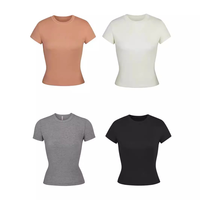 Camiseta corta básica de manga corta para mujer, Top Y2K, ropa de entrenamiento, camisetas de verano para mujer, camiseta transpirable de talla grande