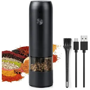 Manufacturer CE Rohs USB Rechargeable Automatic Electric Salt And Pepper Grinder With LED Light Adjustable Grinding Coarseness